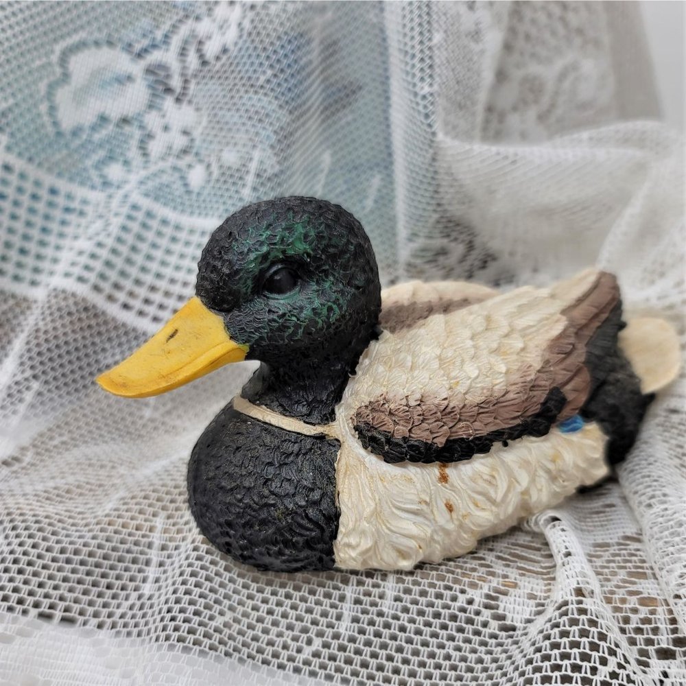 Vintage Yellow Bill Duck Figurine Resin, Nice Detail
